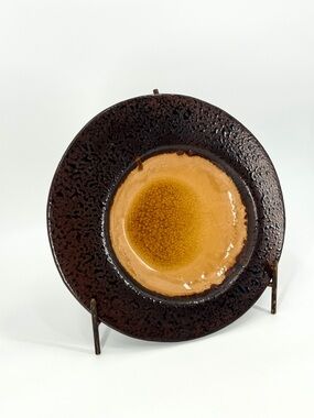 VTG Global Views Mid Century Irregular Crackle Glaze Pottery Art Bowl